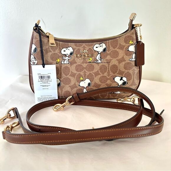 NWT ❤️ Coach X Peanuts Teri Shoulder Bag In Signature Canvas Snoopy Print CBJ88 - Picture 13 of 13